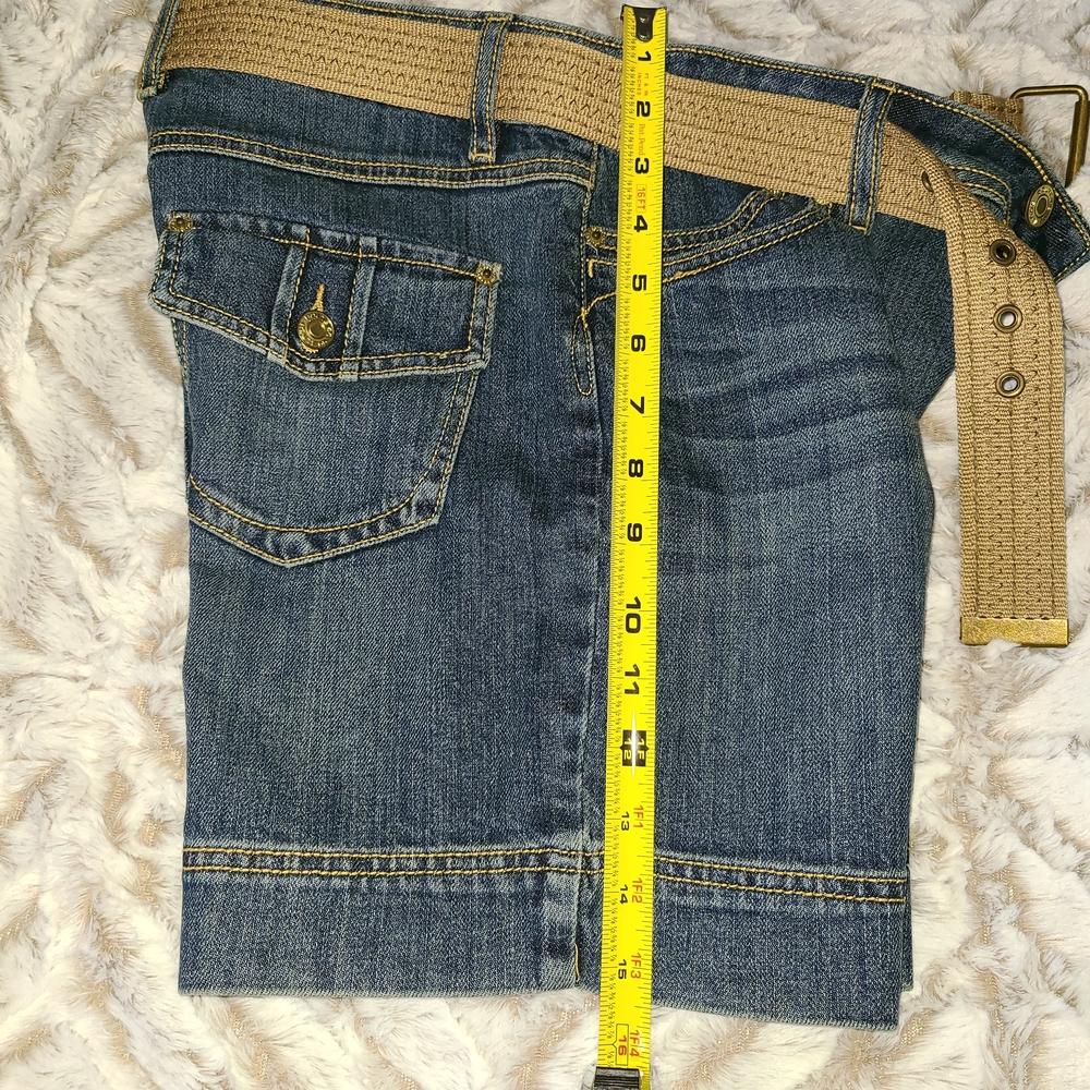 Route 66 High Rise Denim Shorts with Tan Belt Size 8